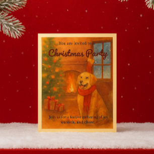 Invitation de fête de Noël de Golden Retriever