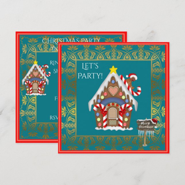invitation de fête de Noël de maison de pain (Devant / Derrière)