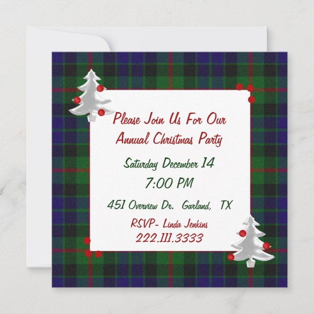 Invitation de fête de Noël de plaid de tartan (Devant)