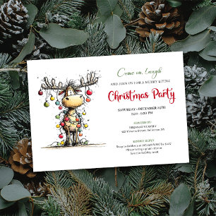 Invitation de fête de Noël de renne vert rouge exc