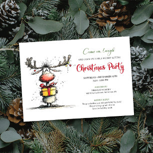 Invitation de fête de Noël de rennes de dessin ani