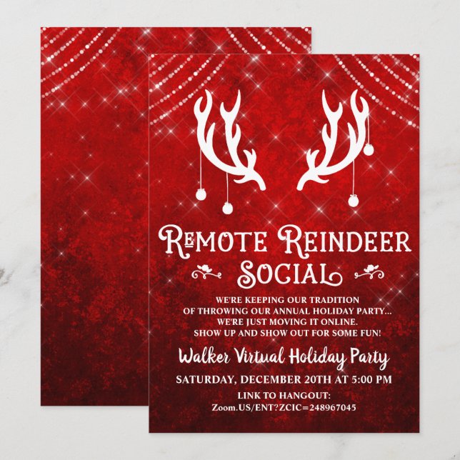 Invitation de fête de Noël de Vacances Virtuelles (Devant / Derrière)