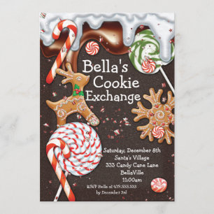 Invitation de fête de Noël d'échange de biscuit de