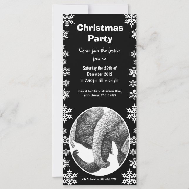 Invitation de fête de Noël d'éléphant africain (Devant)
