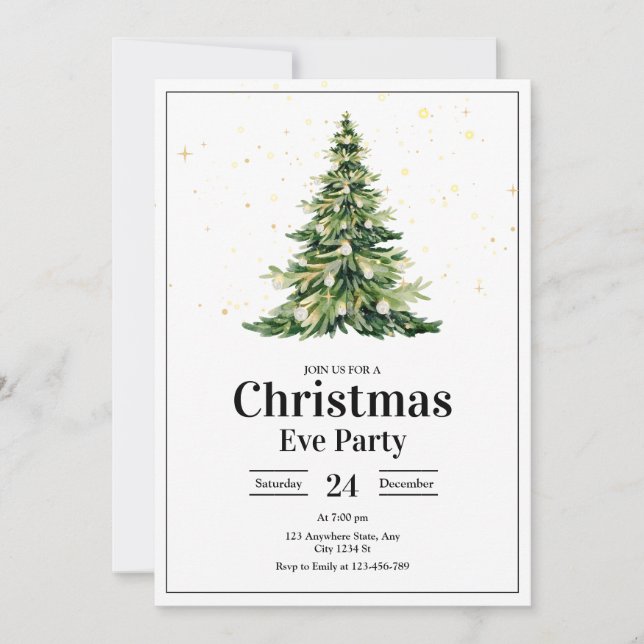 Invitation de fête de Noël, Dîner de fête (Devant)