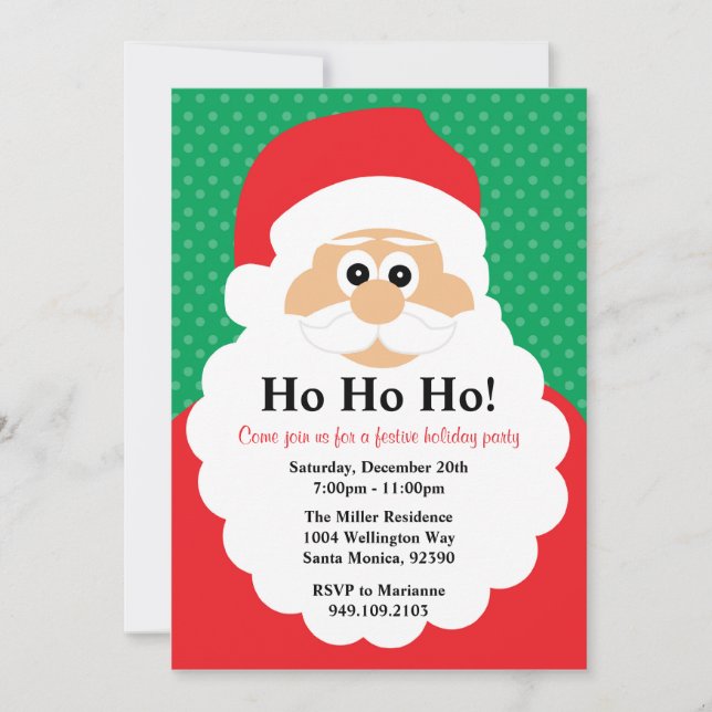 Invitation de fête de Noël du père noël (Devant)