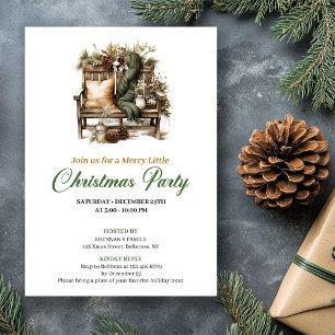 Invitation de fête de Noël élégante verte et dorée
