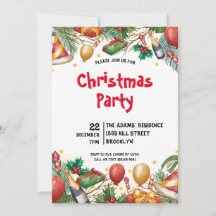 Invitation de fête de Noël en aquarelle