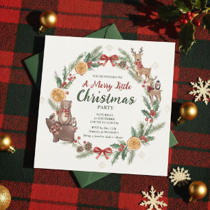 Invitation de fête de Noël en couronne forestière