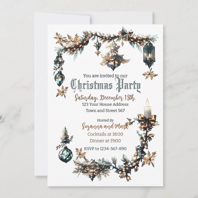 Invitation de fête de Noël gothique personnalisée (Devant)