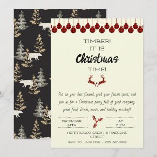 Invitation de fête de Noël inspirée du bûcheron