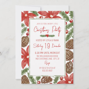 Invitation de fête de Noël joyeuse au Poinsettia e