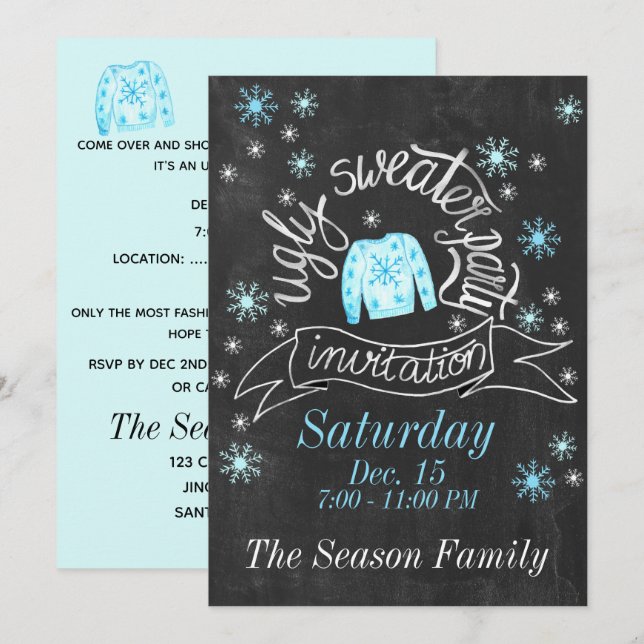 Invitation de fête de Noël moche (Devant / Derrière)