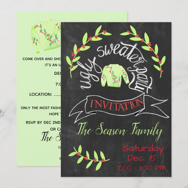 Invitation de fête de Noël moche (Devant / Derrière)