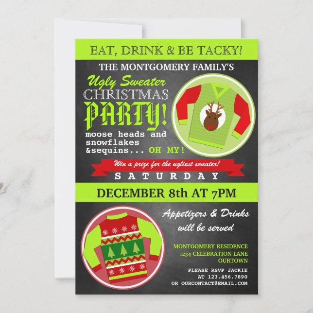 Invitation de fête de Noël moche (Devant)