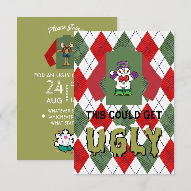 Invitation de fête de Noël moche (Devant / Derrière)