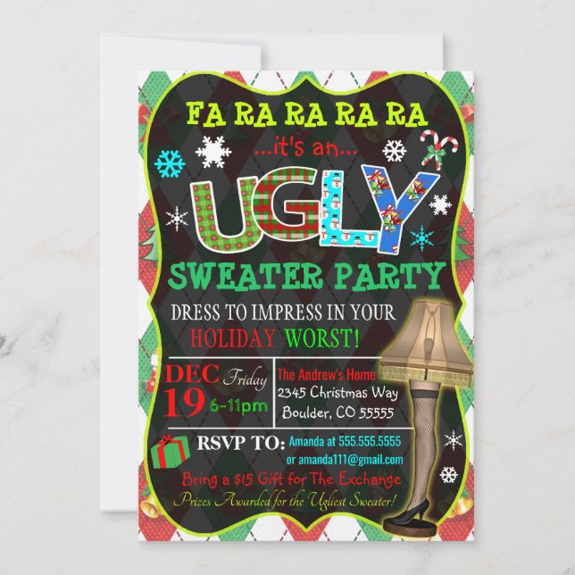 Invitation de fête de Noël moche (Devant)