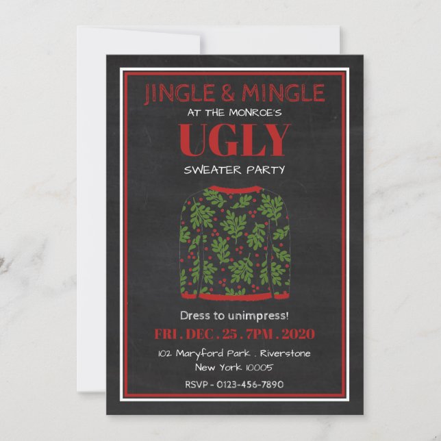 Invitation de fête de Noël moche (Devant)