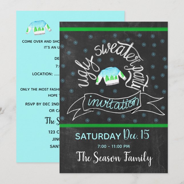 Invitation de fête de Noël moche (Devant / Derrière)