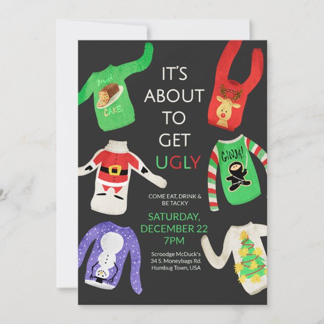 Invitation de fête de Noël moche (Devant)