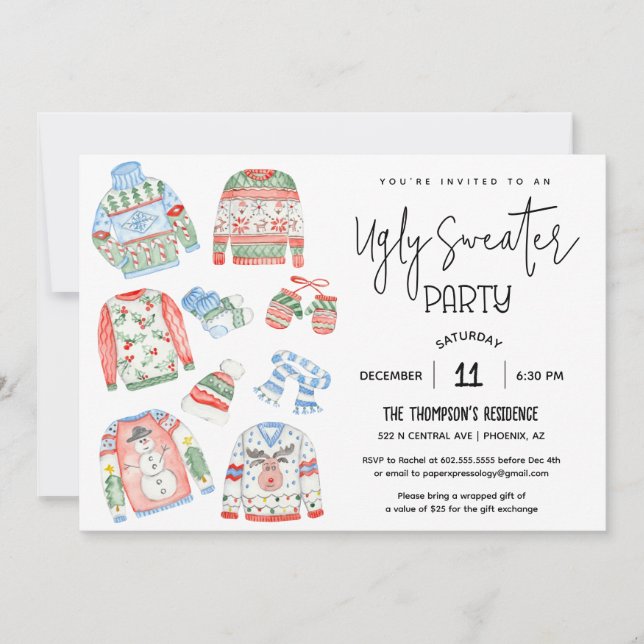 Invitation de fête de Noël moche (Devant)
