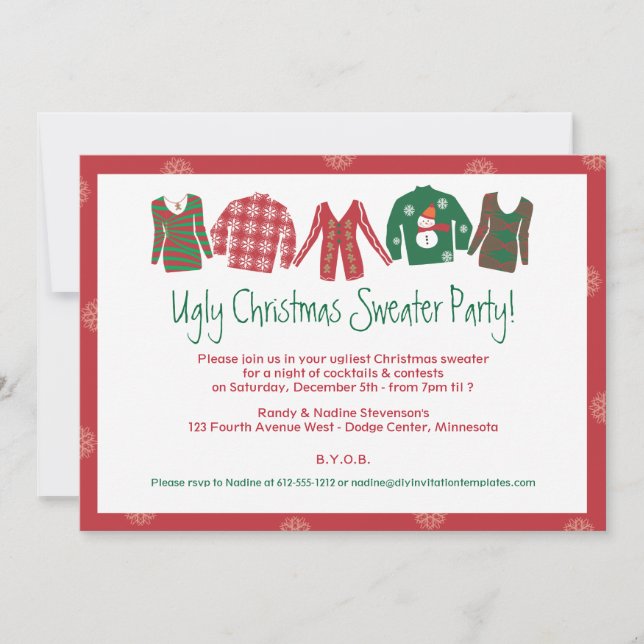 Invitation de fête de Noël moche (Devant)