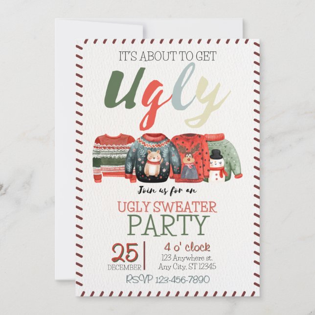 Invitation de fête de Noël moche (Devant)