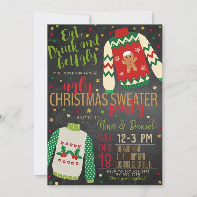 Invitation de fête de Noël moche (Devant)