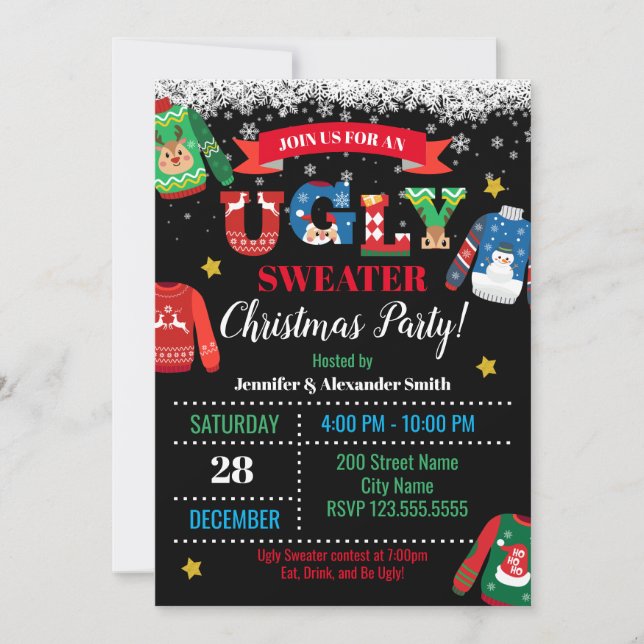 Invitation de fête de Noël moche (Devant)