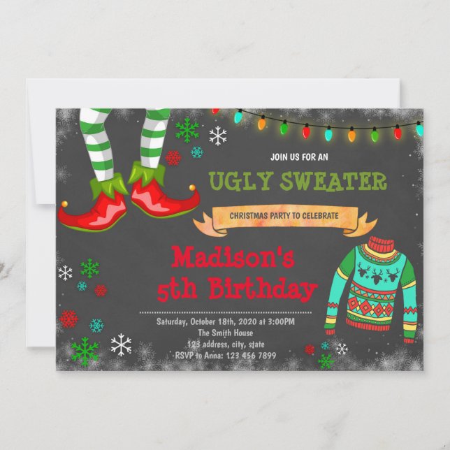 Invitation de fête de Noël moche (Devant)