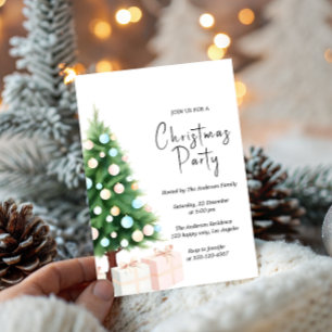 Invitation de fête de Noël moderne à l'aquarelle p