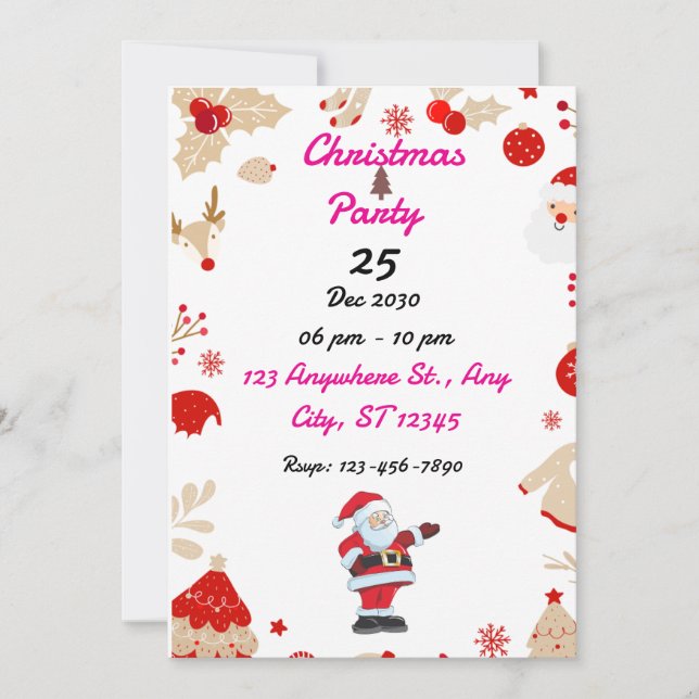 Invitation de fête de Noël MODIFIABLE (Devant)