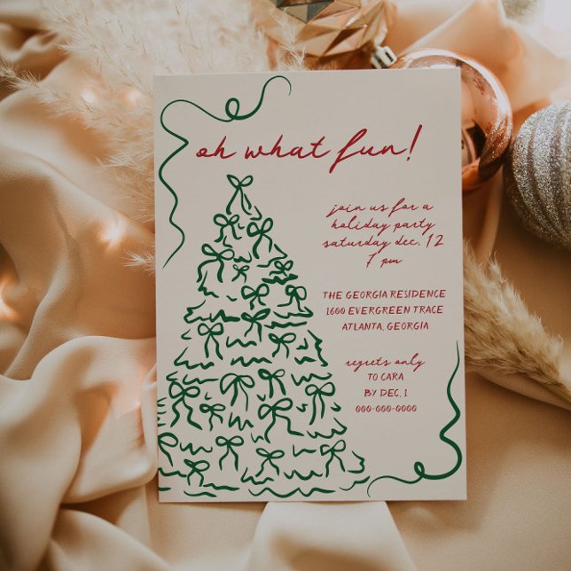 Invitation de fête de Noël Oh What Fun dessinée à  (Créateur téléchargé)