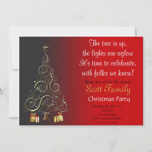 Invitation de fête de Noël personnalisable (Devant)