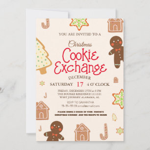 Invitation de fête de Noël pour échange de biscuit