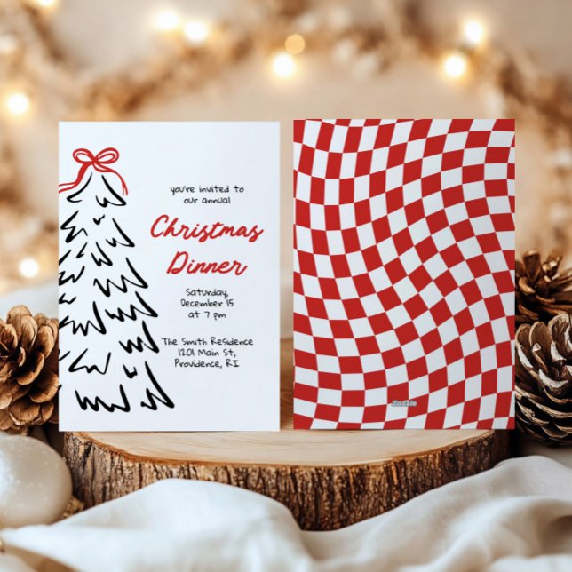 Invitation de fête de Noël pour le dîner de Noël d (Créateur téléchargé)