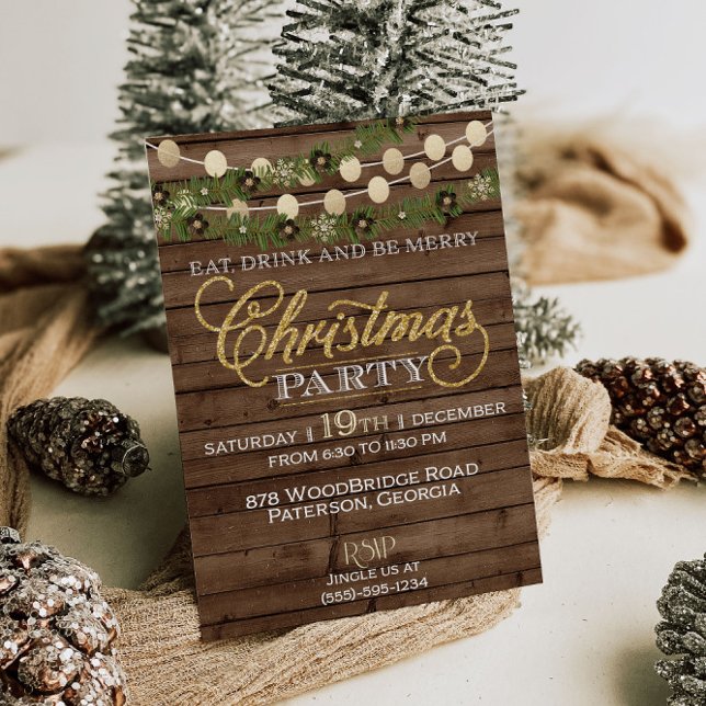 Invitation de fête de Noël rustique (Créateur téléchargé)
