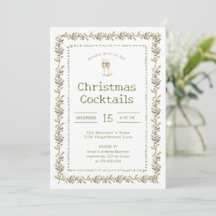 Invitation de fête de Noël verte botanique rustiqu
