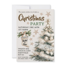 Invitation de fête de Noël vintage blanc