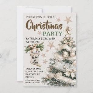 Invitation de fête de Noël vintage blanc
