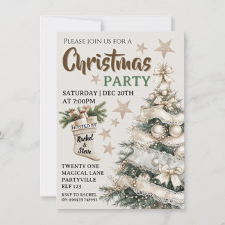 Invitation de fête de Noël vintage blanc