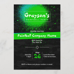 Invitation de fête de Paintball sur mesure pour An