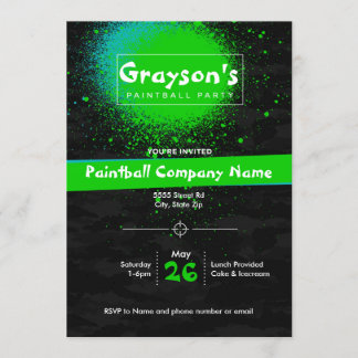 Invitation de fête de Paintball sur mesure pour An