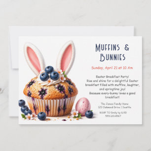 Invitation de fête de Pâques Petit déjeuner Muffin
