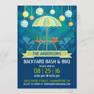 Invitation de fête de patio de nuit d'été
