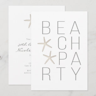 Invitation de fête de plage moderne minimaliste bl