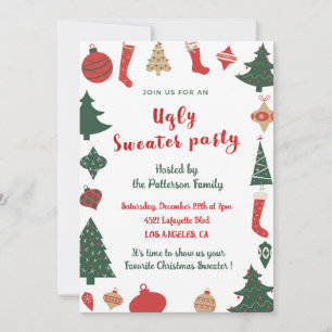 Invitation de fête de pull moche amusant