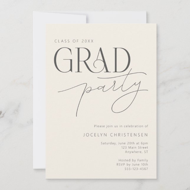 Invitation de fête de remise de diplômes avec typo (Devant)