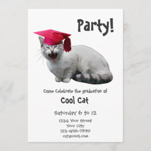 Invitation de fête de remise des diplômes de chat