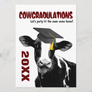 Invitation de fête de remise des diplômes - vache